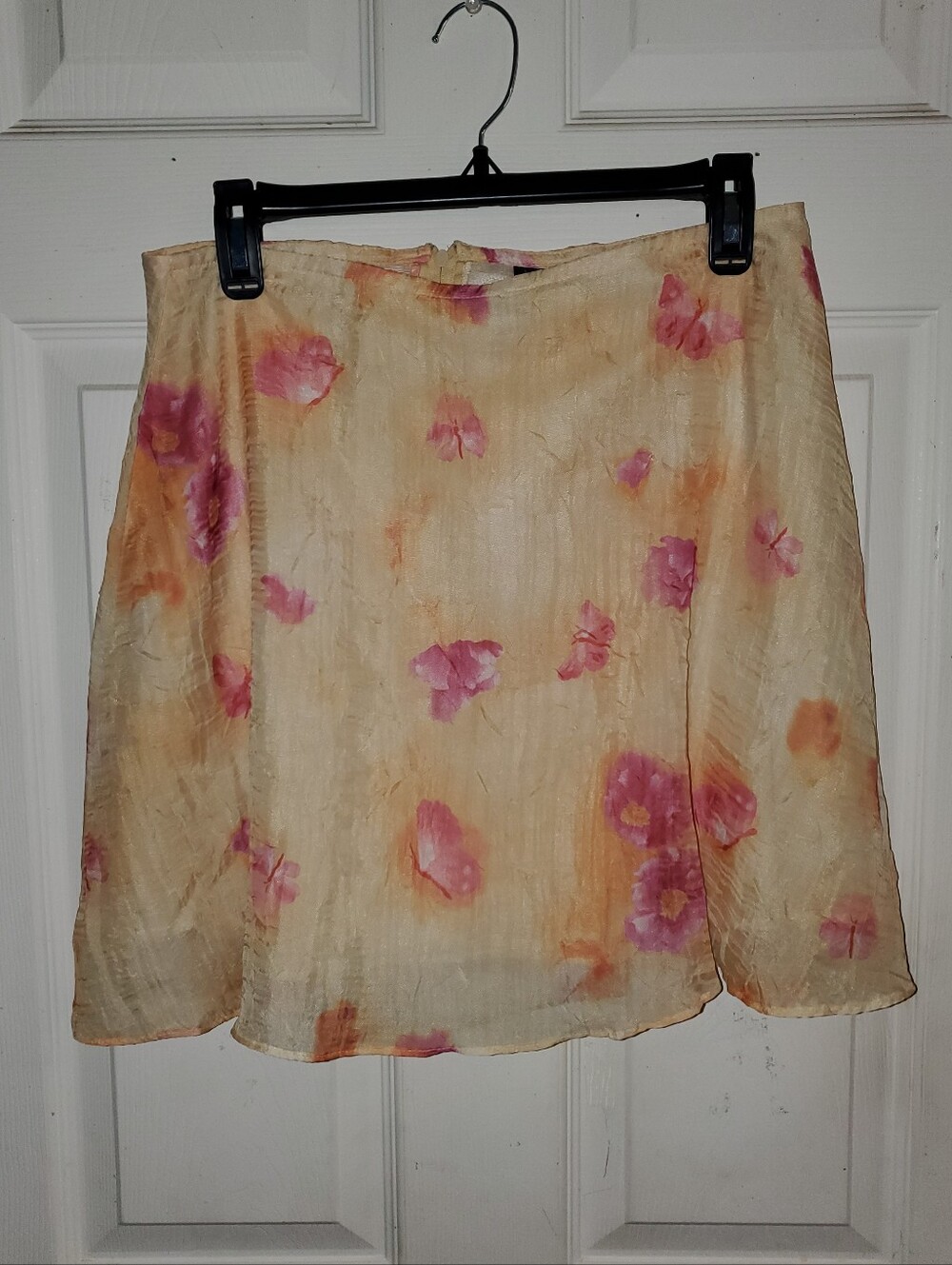 Vintage We Too Sportswear Y2K Pink Floral Butterfly Butter Yellow Mini Skirt
